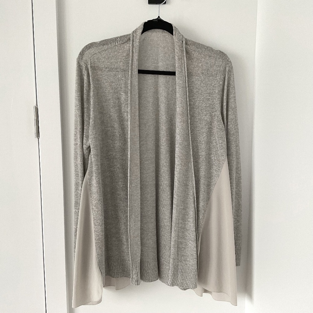 Eileen Fisher linen silk grey cardigan size M